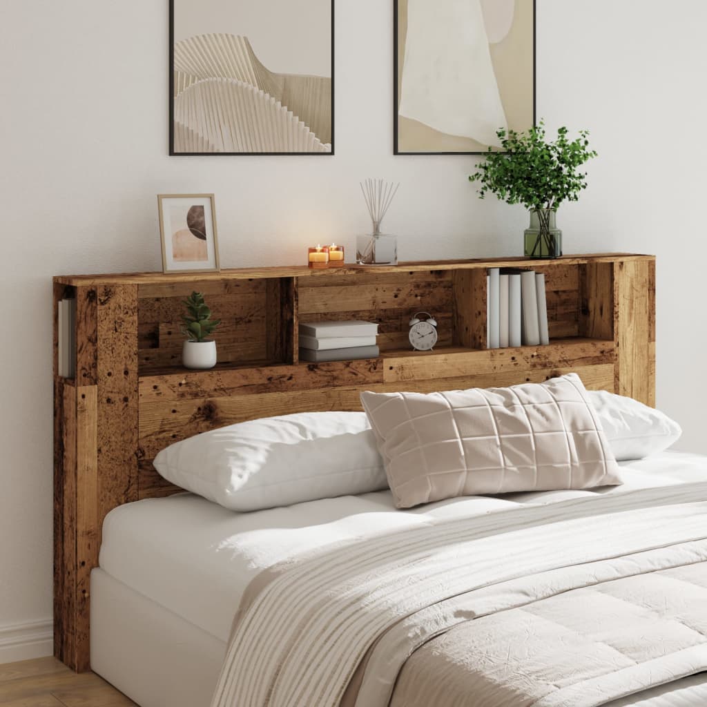 Rustic Engineered Wood Headboard Cabinet, 200x18.5x102.5 cm