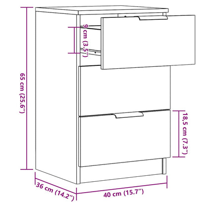 Bedside Cabinets 2 pcs Old Wood 40x36x65 cm Engineered Wood