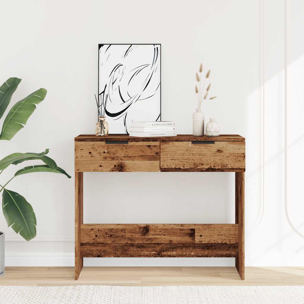 Rustic Console Table, 90x36x75 cm, Engineered Old Wood Finish