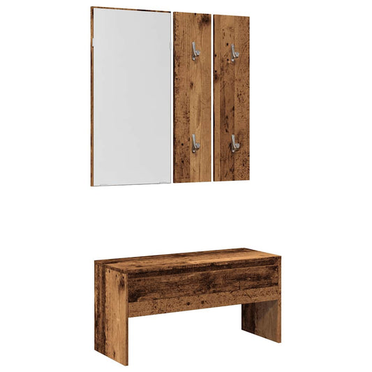 Vintage Hallway Furniture Set in Old Engineered Wood Finish