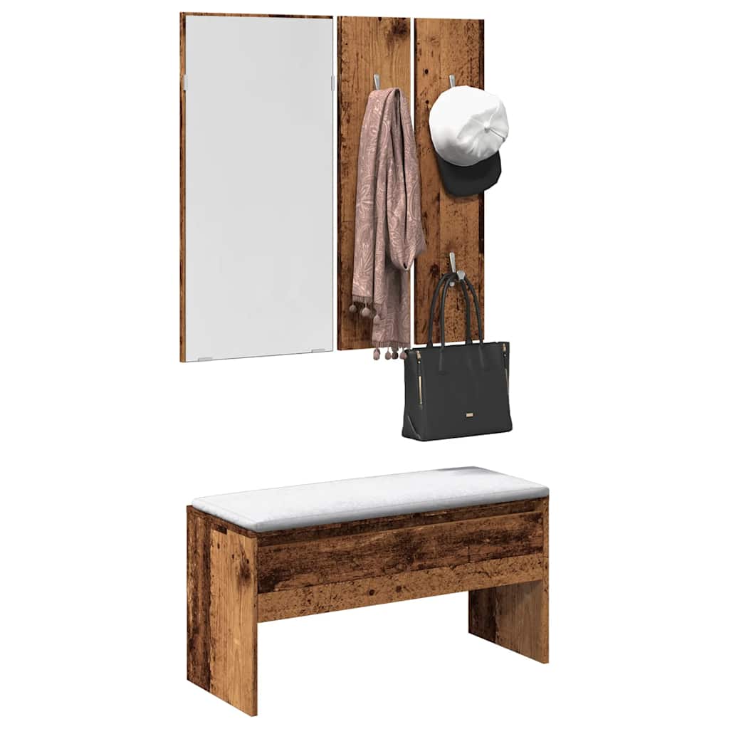 Vintage Hallway Furniture Set in Old Engineered Wood Finish
