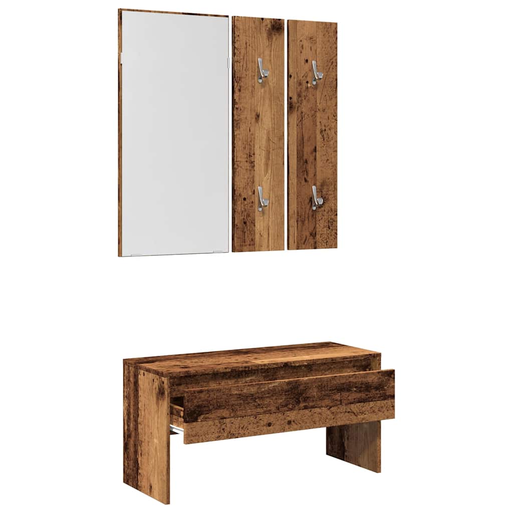 Vintage Hallway Furniture Set in Old Engineered Wood Finish