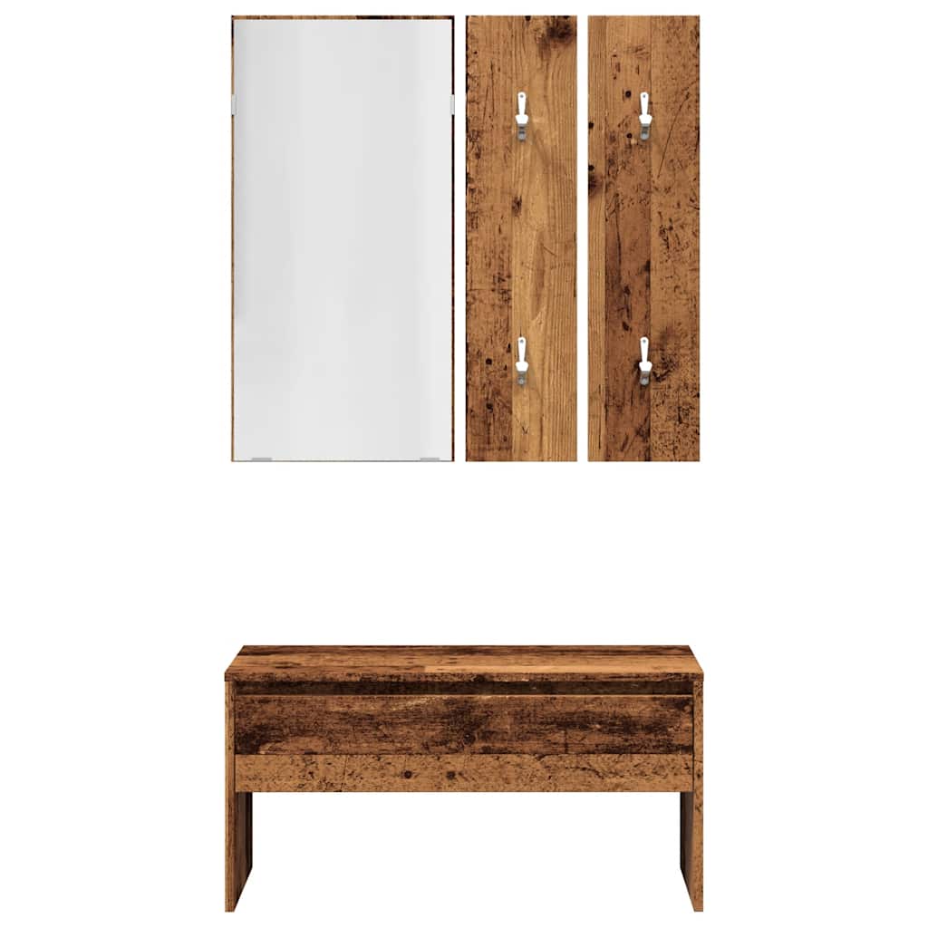 Vintage Hallway Furniture Set in Old Engineered Wood Finish