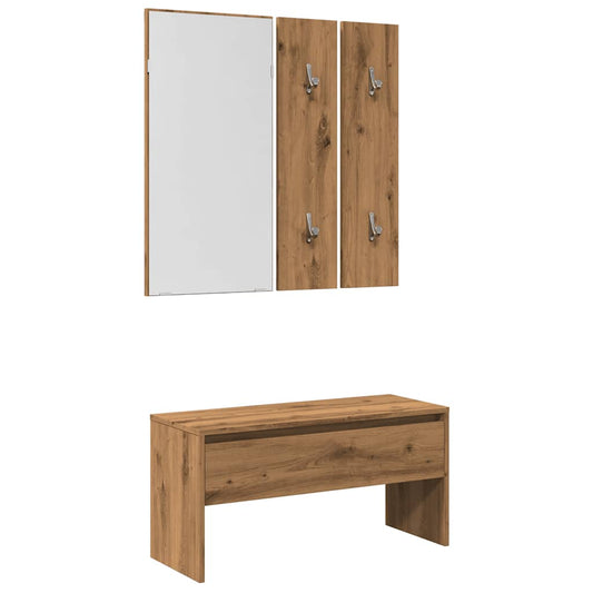 Artisan Oak Hallway Furniture Set - Engineered Wood Elegance