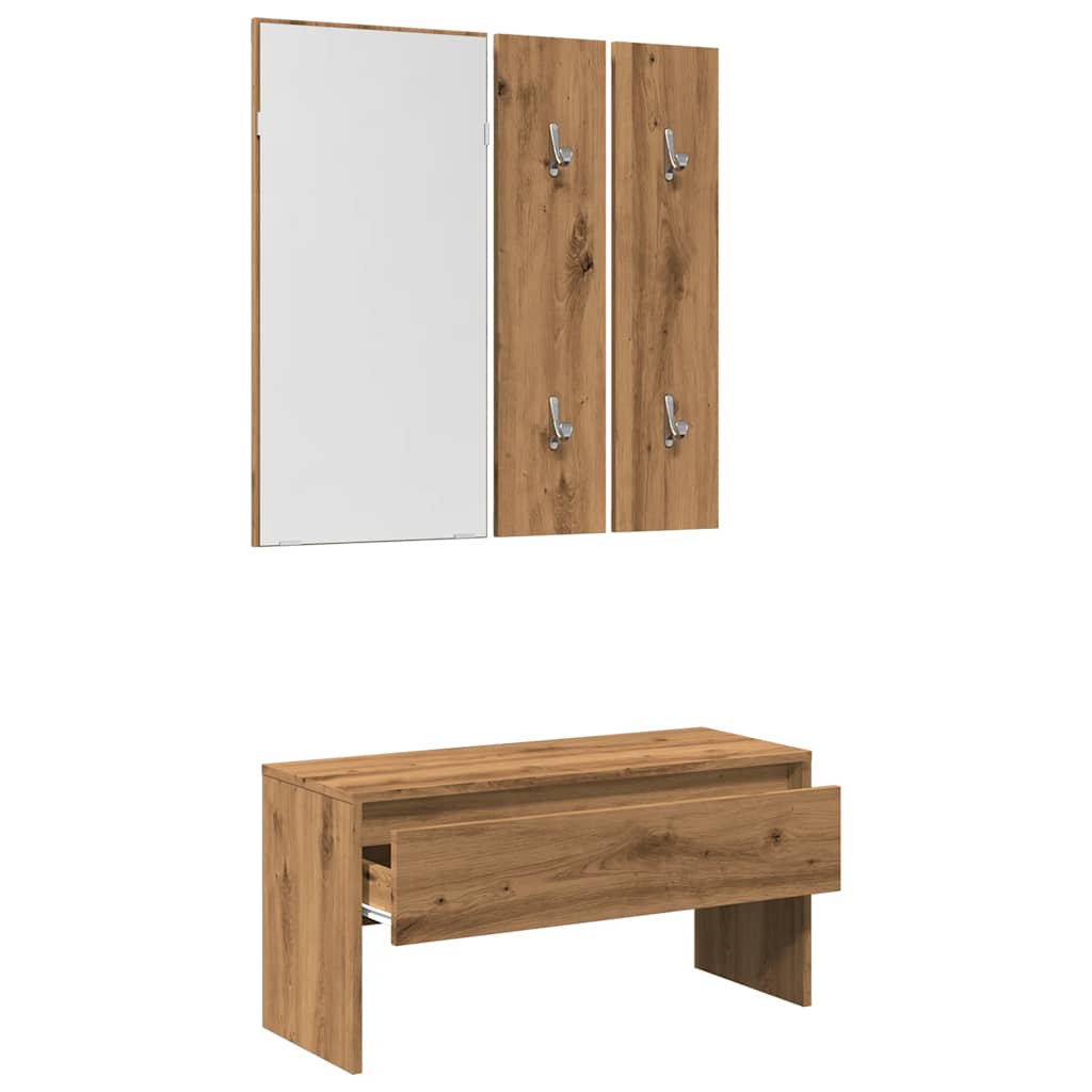 Artisan Oak Hallway Furniture Set - Engineered Wood Elegance