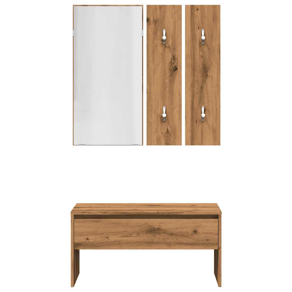 Artisan Oak Hallway Furniture Set - Engineered Wood Elegance