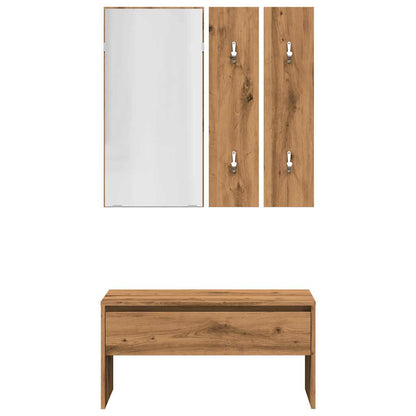 Artisan Oak Hallway Furniture Set - Engineered Wood Elegance