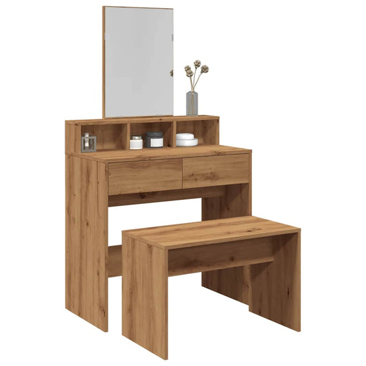 Artisan Oak Dressing Stool, Engineered Wood, 70x35x45 cm