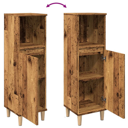 Rustic Bathroom Cabinet, Engineered Old Wood Finish, 30x30x100 cm