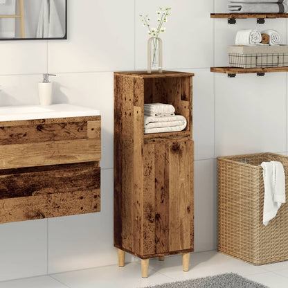 Rustic Bathroom Cabinet, Engineered Old Wood Finish, 30x30x100 cm