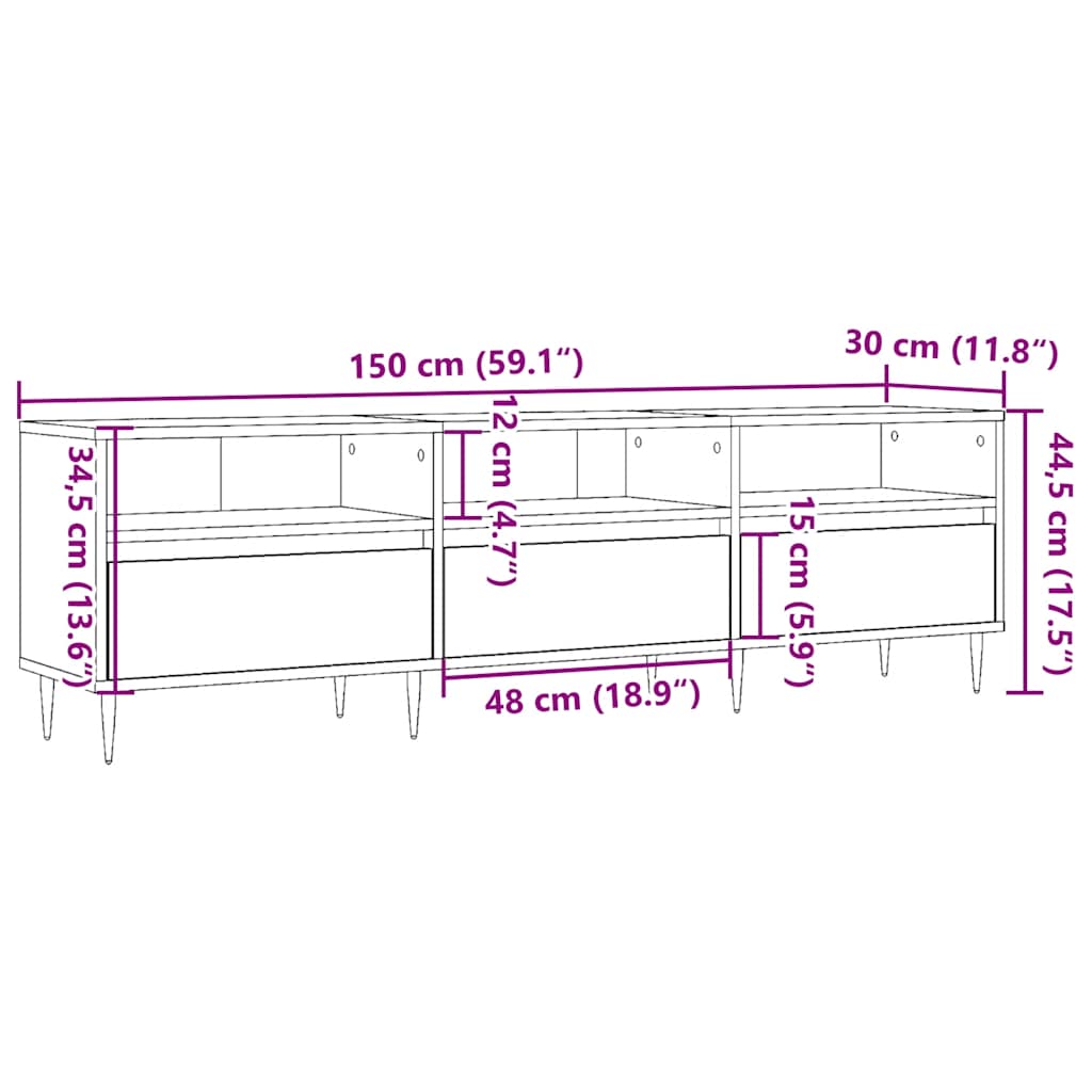 TV Cabinet Old Wood 150x30x44.5 cm Engineered Wood