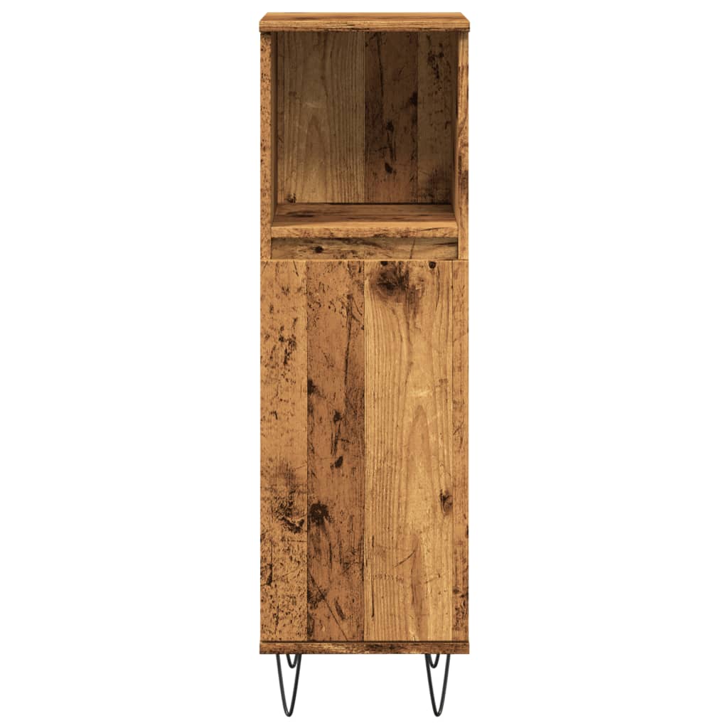 Rustic Bathroom Cabinet, Old Wood Finish, 30x30x100 cm, Engineered Wood