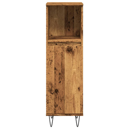 Rustic Bathroom Cabinet, Old Wood Finish, 30x30x100 cm, Engineered Wood