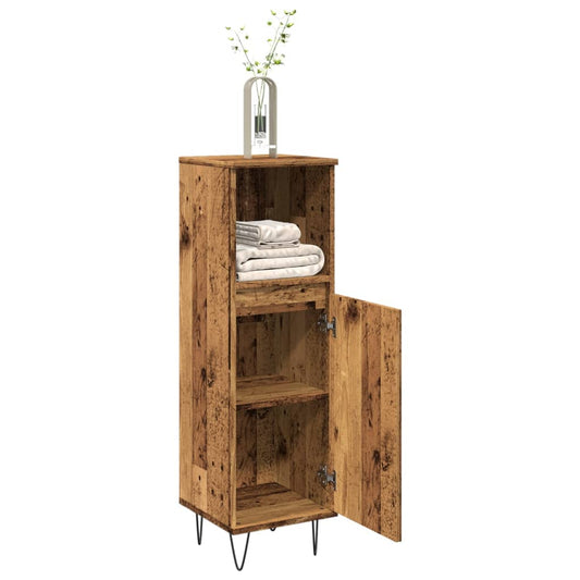 Rustic Bathroom Cabinet, Old Wood Finish, 30x30x100 cm, Engineered Wood