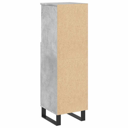 Concrete Grey Bathroom Cabinet, Engineered Wood, 30x30x100 cm