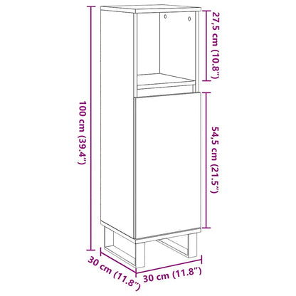 Concrete Grey Bathroom Cabinet, Engineered Wood, 30x30x100 cm