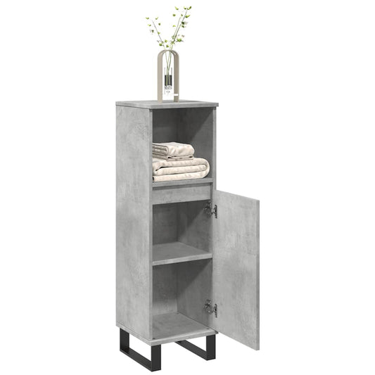 Concrete Grey Bathroom Cabinet, Engineered Wood, 30x30x100 cm