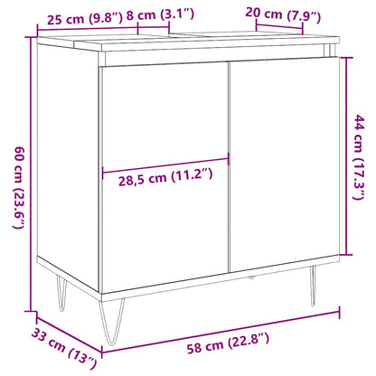 Concrete Grey Bathroom Cabinet, Engineered Wood, 58x33x60 cm