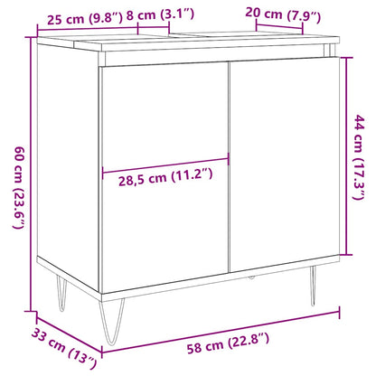 Rustic Engineered Wood Bathroom Cabinet 58x33x60 cm