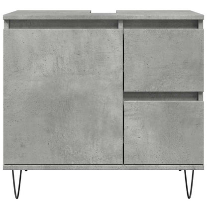 Concrete Oak Sink Cabinet 65x33x60 cm - Engineered Wood Finish