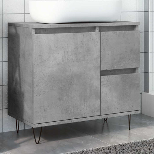 Concrete Oak Sink Cabinet 65x33x60 cm - Engineered Wood Finish