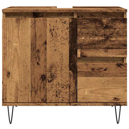 Rustic Engineered Wood Sink Cabinet, 65x33x60 cm - Vintage Charm