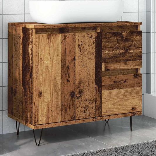 Rustic Engineered Wood Sink Cabinet, 65x33x60 cm - Vintage Charm