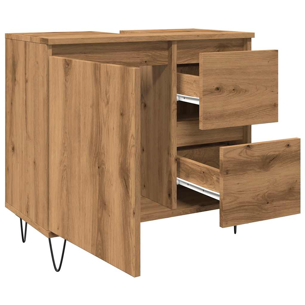 Artisan Oak Sink Cabinet, 65x33x60 cm, Engineered Wood