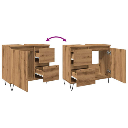 Artisan Oak Sink Cabinet, 65x33x60 cm, Engineered Wood