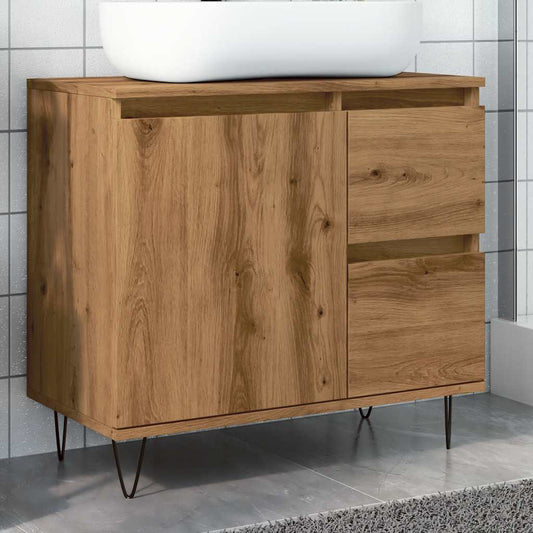 Artisan Oak Sink Cabinet, 65x33x60 cm, Engineered Wood