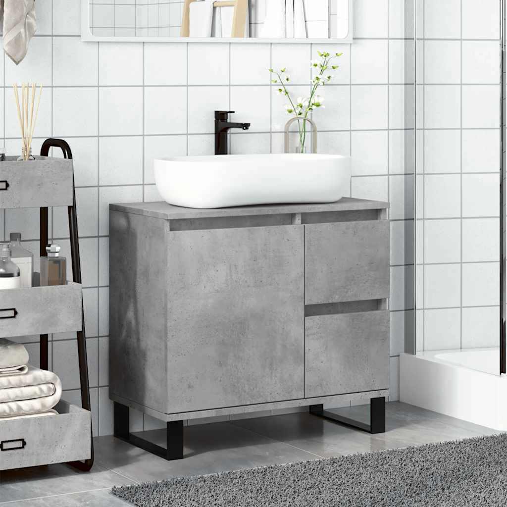 Concrete Grey Bathroom Sink Cabinet, Engineered Wood, 65x33x60 cm
