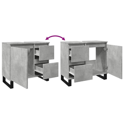 Concrete Grey Bathroom Sink Cabinet, Engineered Wood, 65x33x60 cm