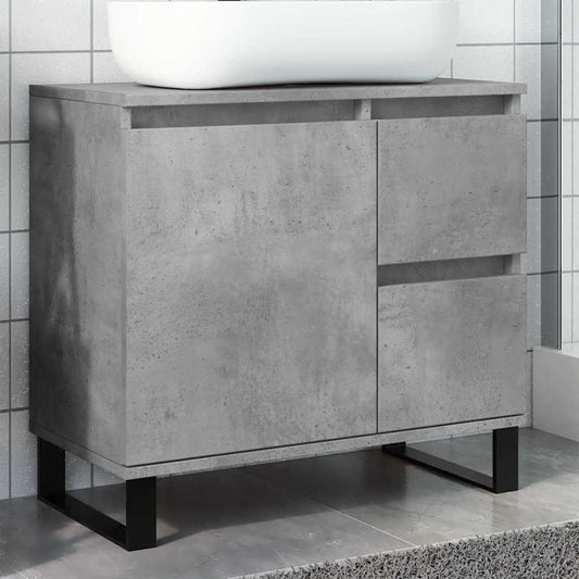 Concrete Grey Bathroom Sink Cabinet, Engineered Wood, 65x33x60 cm