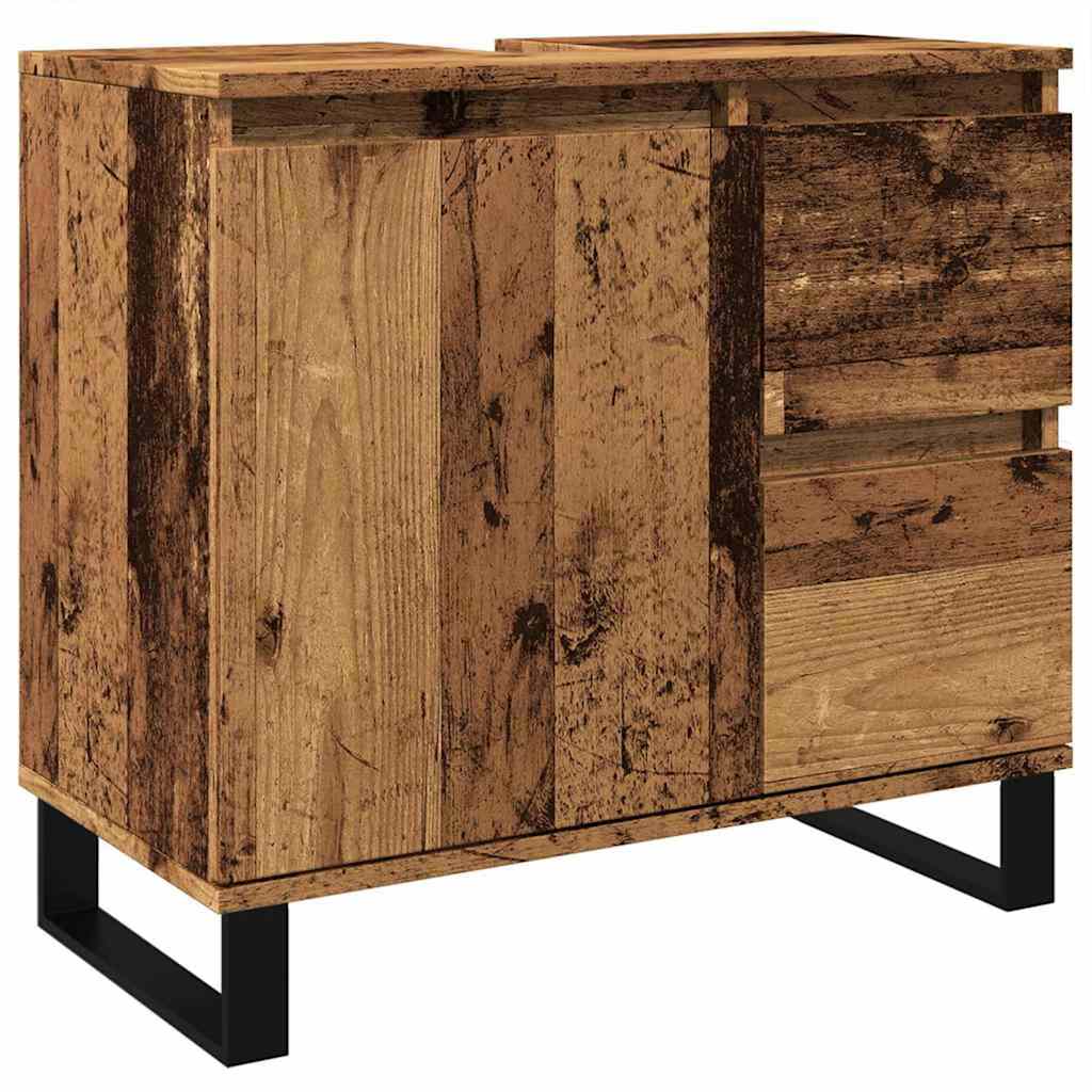 Rustic Engineered Wood Bathroom Sink Cabinet, 65x33x60 cm