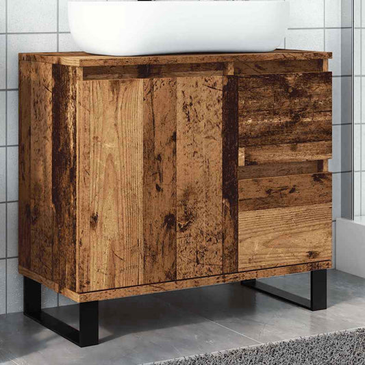 Rustic Engineered Wood Bathroom Sink Cabinet, 65x33x60 cm