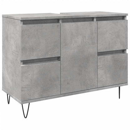 Concrete Grey Bathroom Cabinet, 80x33x60 cm, Engineered Wood