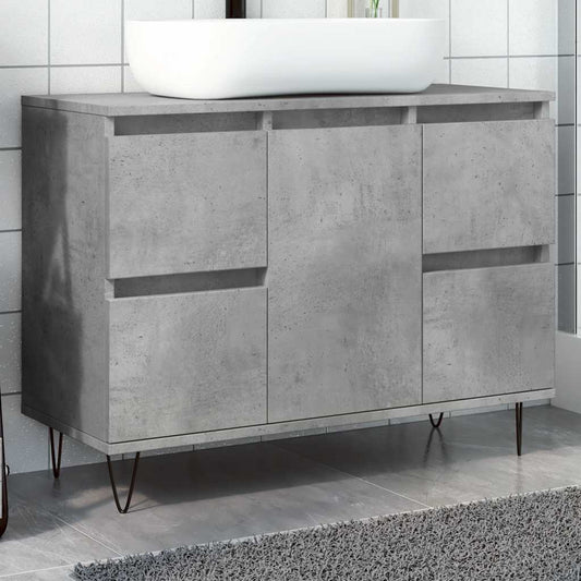 Concrete Grey Bathroom Cabinet, 80x33x60 cm, Engineered Wood