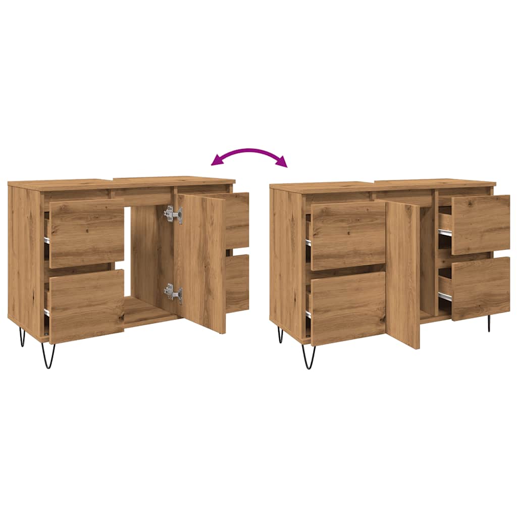 Bathroom Cabinet Artisan Oak 80x33x60 cm Engineered Wood