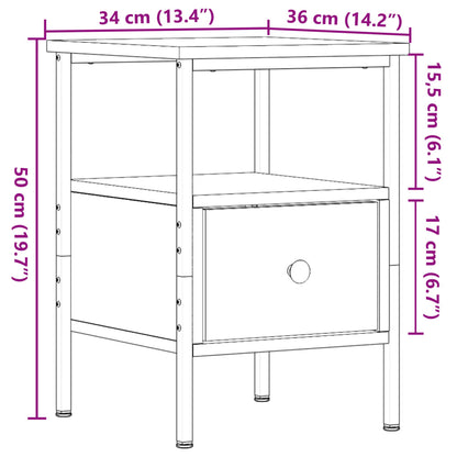 Bedside Cabinet Artisan Oak 34x36x50 cm Engineered Wood