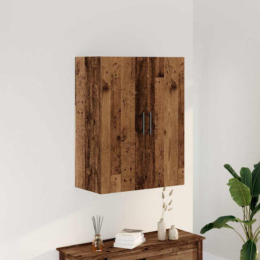 Rustic Wall Mounted Cabinet in Aged Wood - 69.5x34x90 cm