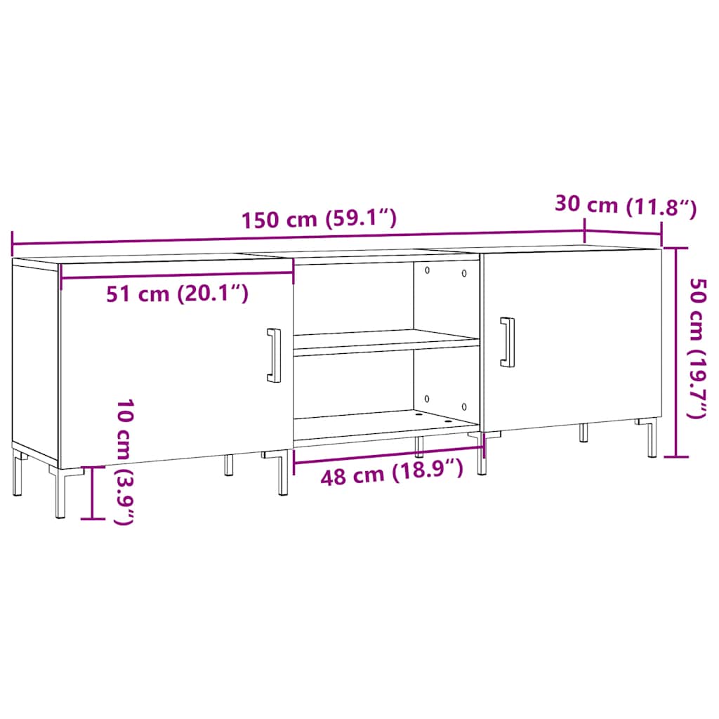 TV Cabinet Artisan Oak 150x30x50 cm Engineered Wood