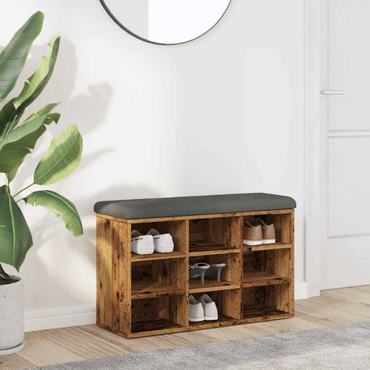 Rustic Shoe Bench, Engineered Wood, 82x32x50 cm - Vintage Charm