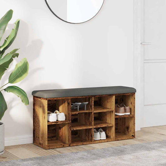 Vintage-Style Shoe Bench, 102x32x50 cm, Engineered Wood Finish