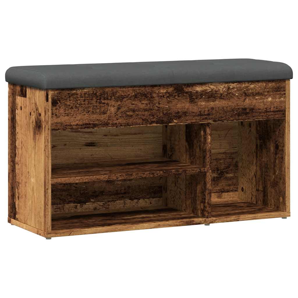 Vintage Engineered Wood Shoe Bench - Rustic 82x32x45.5 cm