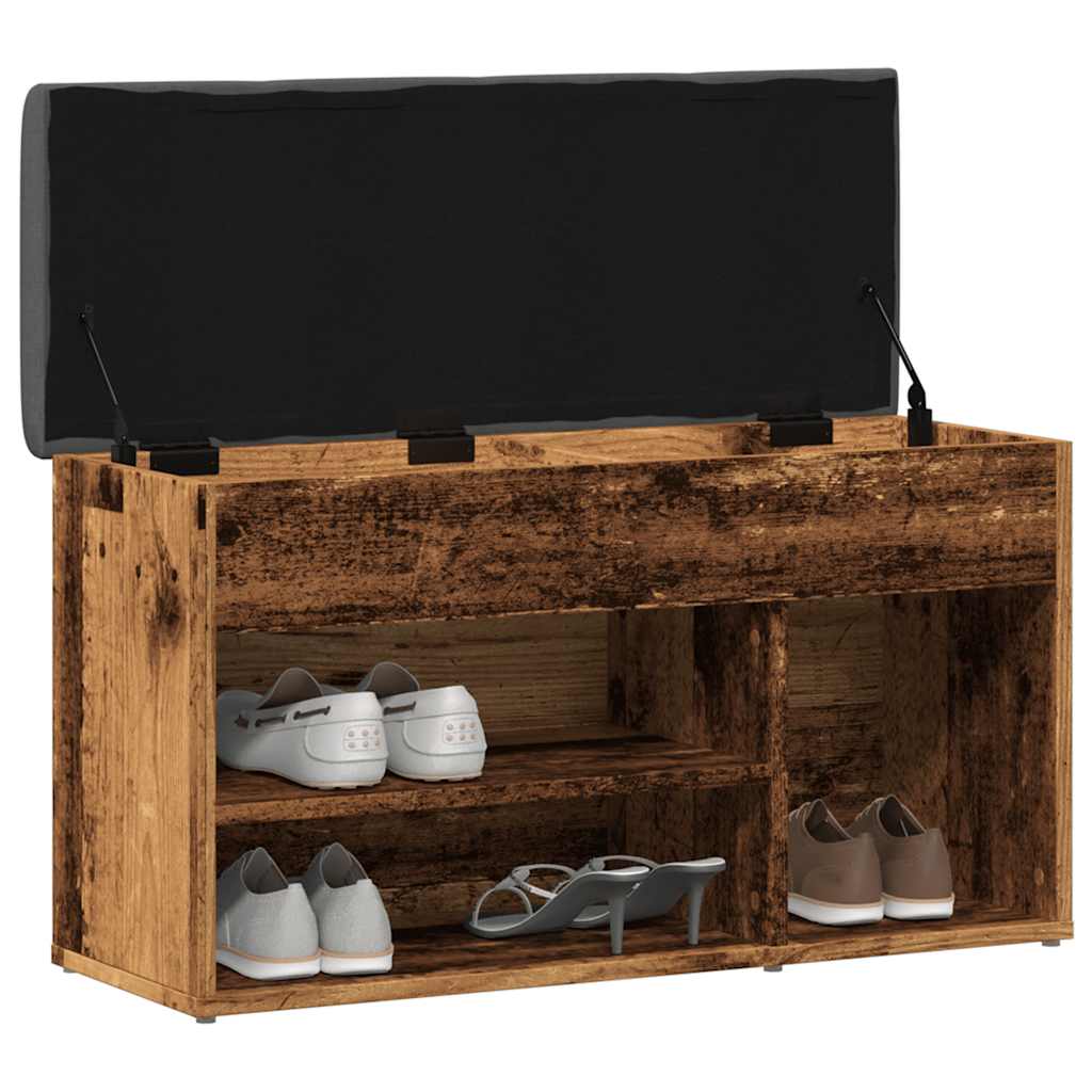 Vintage Engineered Wood Shoe Bench - Rustic 82x32x45.5 cm