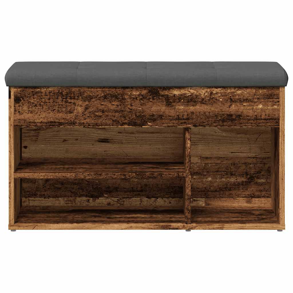 Vintage Engineered Wood Shoe Bench - Rustic 82x32x45.5 cm