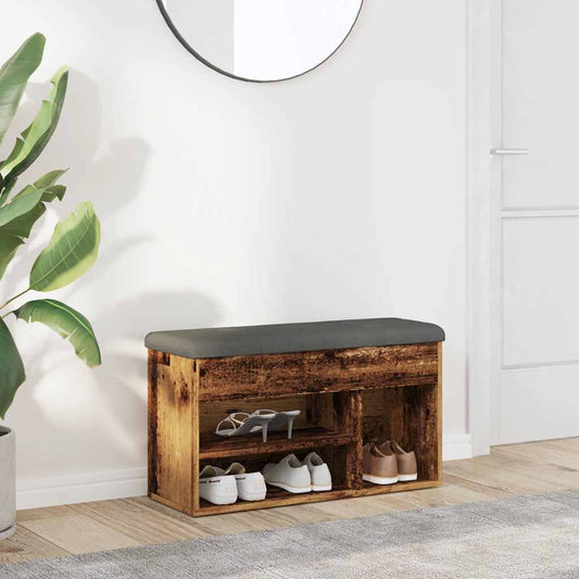 Vintage Engineered Wood Shoe Bench - Rustic 82x32x45.5 cm