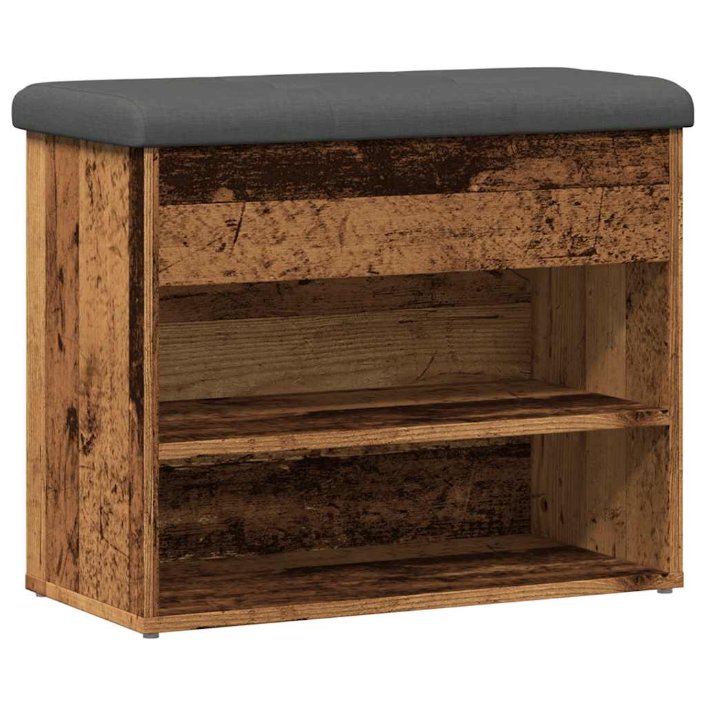 Rustic Engineered Wood Shoe Bench, 62x32x50 cm - Vintage Charm