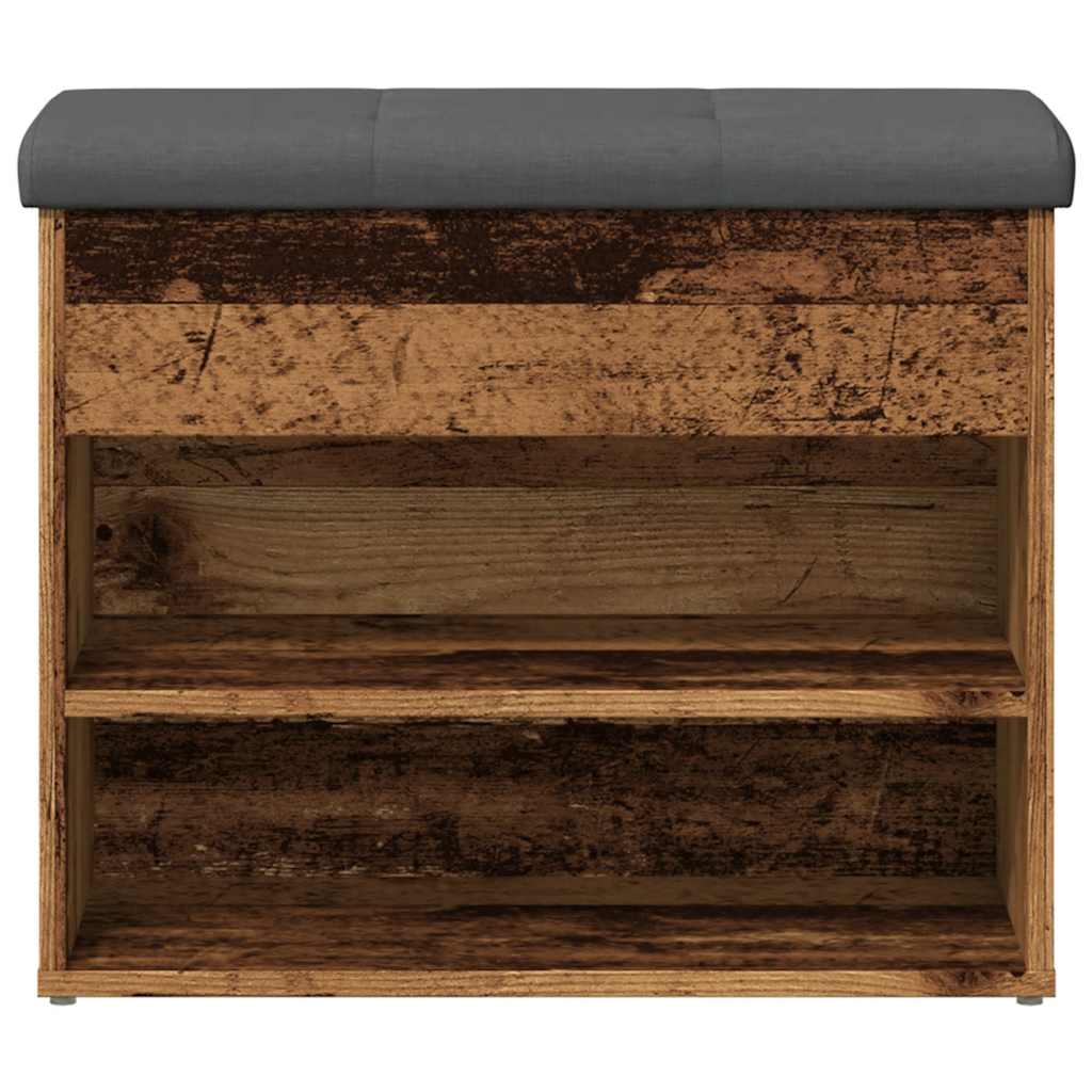 Rustic Engineered Wood Shoe Bench, 62x32x50 cm - Vintage Charm