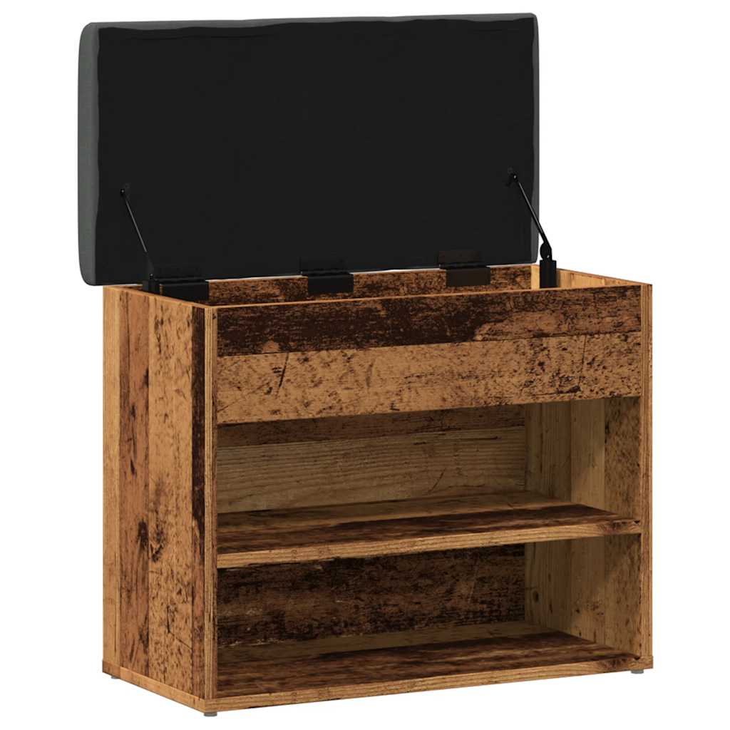 Rustic Engineered Wood Shoe Bench, 62x32x50 cm - Vintage Charm
